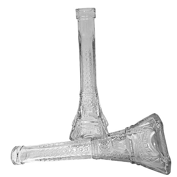 Two Eiffel Tower Decorative Glass Bottles,  Paris Decor, Bud Vase, Home Decor - Picture 1 of 10